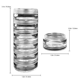 Beauticom 5G/5ML Round Transparent Stackable Reusable Storage Jars for Art Supplies, Office, Work Shops, Health and Beauty Aids (4 Columns (24 Pieces))
