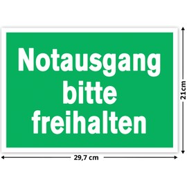 Pack of 10 Emergency Exit Please Keep Free Premium Sticker A4 Sticker 21 x 29.7 cm Rescue Path Sign with UV Protection for Outdoor Indoor Use