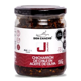 Chicharrón de Chile Jalapeño en Aceite de Oliva Don Chacho de 330 gr - El complemento perfecto para darle un toque picante y delicioso a tus platillos.