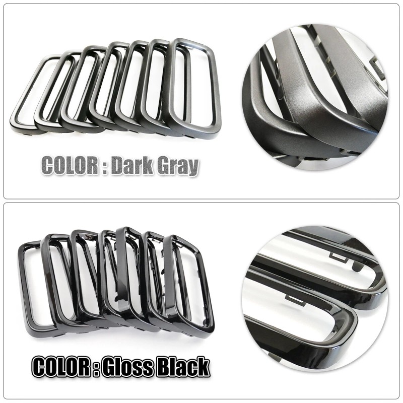 XBEEK Glossy Black Front Grille Clip-in Grill Insert Rings for