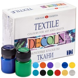 Nevskaya Palitra High-Quality Acrylic Textile Paint, Choice of 6 or 12 Colours, 20 ml Each, Washable Fabric Paints (Set of 6)