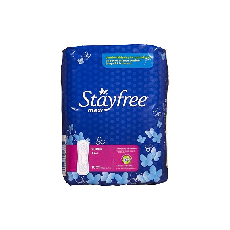 Stayfree Maxi Pads, Super - 10 ct