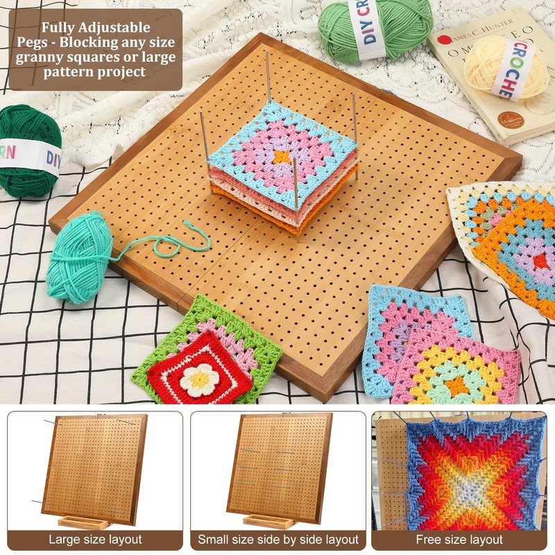 15.5" Foldable Crochet Blocking Board with 35 Stainless Steel Pegs