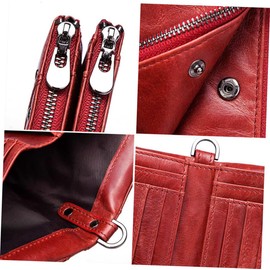 Lurrose Cartera Para Hombre De Piel Roja Protección Rfid Monedero Multifuncional y Tarjetero Práctica Para Oficina Fiestas y Viajes
