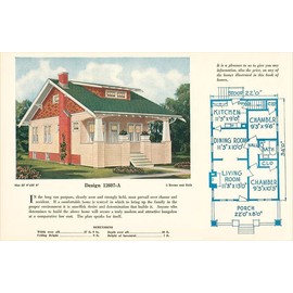 Single-Family Home, Rendering and Floor Plans - Vintage Image