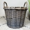 Wicker Lined Log Basket Classic Round Fireplace Storage Grey Woven