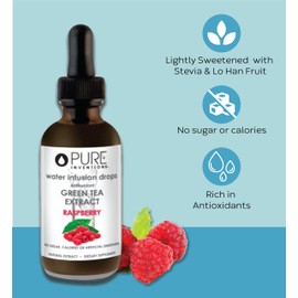 Pure Inventions Antioxidant Green Tea Extract - Raspberry - Water Infusion Drops - No Sugar, Calories, or Artificial Sweeteners - 500 Servings - 16 oz