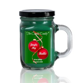 Jingle My Balls - Funny Christmas Balsam Pine Scented Mason Jar Candle - 10 oz with 80 Hour Burn Time