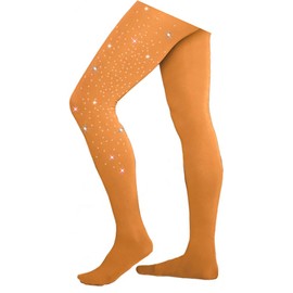 ChloeNoel Figure Skating Footed Tights TF8830, Medium Tan W/ Crystal, Small
