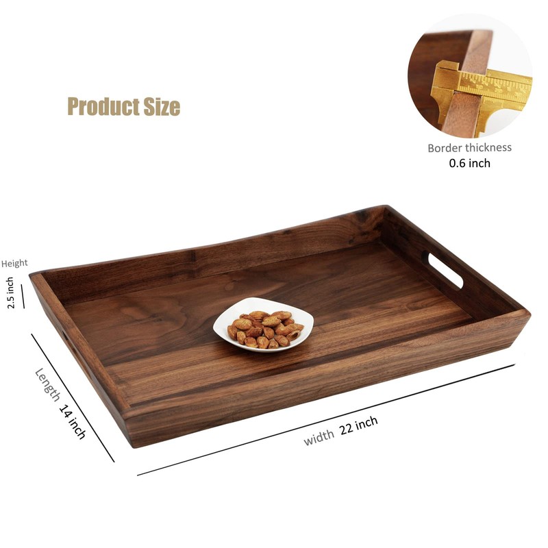 MAGIGO 22 x 14 Inches Large Rectangle Curved Black Walnut