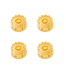 DIAO79NI Metric Coarse-knurled 18 Splines Speed Knobs for Epiphone Les Paul SG Electric Guitar, Yellow/Black (Set of 4)