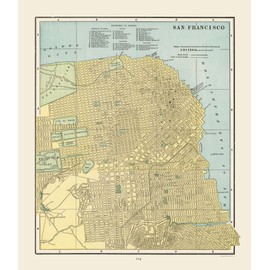 Maps of the past Historic City Map - San Francisco California - Cram 1892 - 23 x 26.61 - Matte Canvas