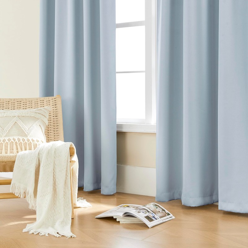 SHINELAND Light Blue Room Darkening 108 Inch Long Ceiling Curtain