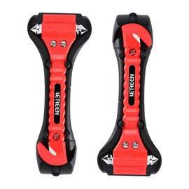 LETREEN 2 Pack Car Emergency Escape Window Break Hammer Safety Seat Belt Cutter Tool, Car Safety Hammer with Sharp Seat Belt Cutter, Double-Ended Car Escape Life-Saving Hammer Tool