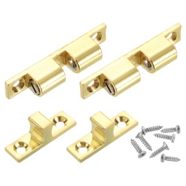 sourcing map 2Pcs Cabinet Latch Double Roller Catch, Lock Stop Catch Clamp Cabinet Closer Magnetic Closure Hardware for Cabinet Kitchen Closet Door, Brass