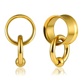 Vankula Ear Tunnel 1 Pair Double Flared Flesh Plugs with Hoop Earrings Stainless Steel for Men Women Ear Piercing Stretched Jewellery 6 mm to 19 mm, Metal