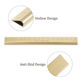 Kozelo Hollow Scale Ruler - [15 cm] Aluminium Triangular Hollow Straight Metal Ruler Golden for Measurement Drawing Engineer Office Classroom Use 1 mm Minimum Scale