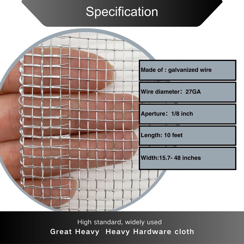 1/8 inch Galvanized Hardware Cloth Wire Mesh Screen Roll (24in