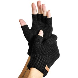 JYUYNY Fingerless gloves, fingerless gloves, cashmere gloves, winter warm knitted gloves, running, cycling, driving for men and women., black