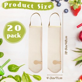 LEIFIDE 20 Pcs Hanging Mesh Storage Bags Onion Potato Garlic Net Long Large Reusable Net Produce Bags Kitchen Organizer for Fruit Veggies Storage Bag for Home RV Camper, Beige