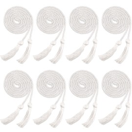 Trounistro 8 Pieces Graduation Cords Yarn Honor Cords with Tassel for College Graduation Students (White)