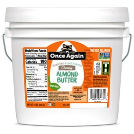 Once Again Natural Creamy Almond Butter, 9lbs - Lightly Toasted - Salt Free, Unsweetened - Gluten Free Certified, Peanut Free, Vegan, Kosher, Paleo