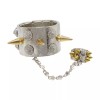 Unbranded Women Silver Metal Hand Chain Gold Spikes Bracelet Ring
