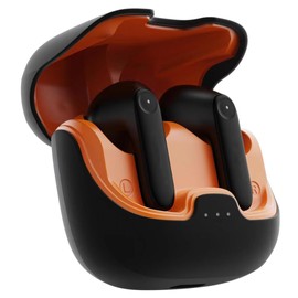 TRON TECH Bluetooth Earbuds with Active Noise Cancelling, Bluetooth 5.4, Lightweight, Wireless Charging Case, Built-in Microphone, Premium Sound for iOS Android (Black Orange)