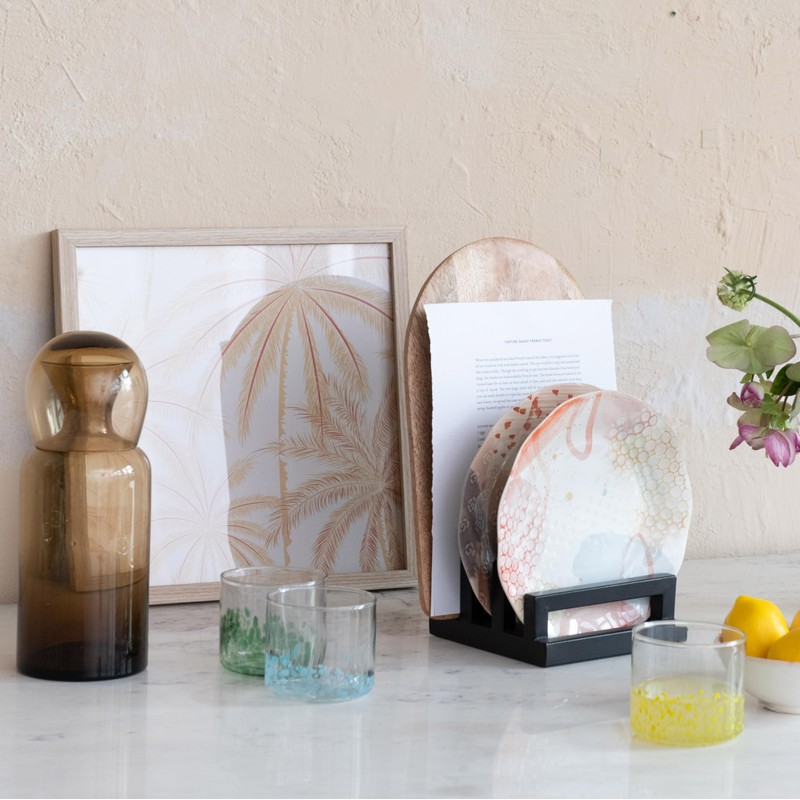 Bloomingville 4-Piece Festive Confetti Hand-Blown Drinking Glass Set, Multicolor