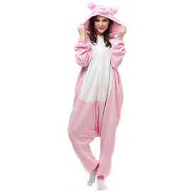 YAMENG Animal Cosplay Costume Pink Pig Unisex Adult Pajamas(X-Large)