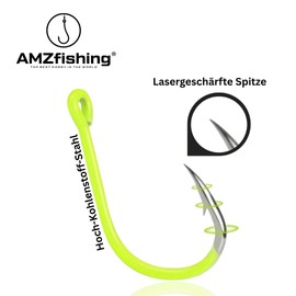 AMZfishing 20 x Laser-Sharpened Trout Hooks Ideal for Trout Dough and Natural Bait Fishing Hooks Trout Fishing Hooks Trout Lake Bait Fishing Hooks Sharp (Yellow 20, #6)