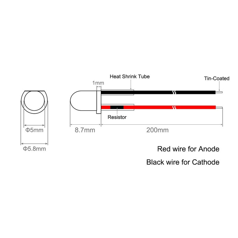 uxcell 10Pcs DC 6V 5mm Pre Wired LED, Flashing Red
