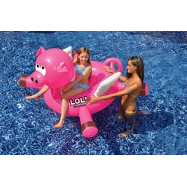SWIMLINE ORIGINAL 90266 Giant Inflatable LOL Pig Pool Float Floatie Ride-On Lounge W/ Stable Legs Wings Large Rideable Blow Up Summer Beach Swimming Party Lounge Big Raft Tube Decoration Toys Kids