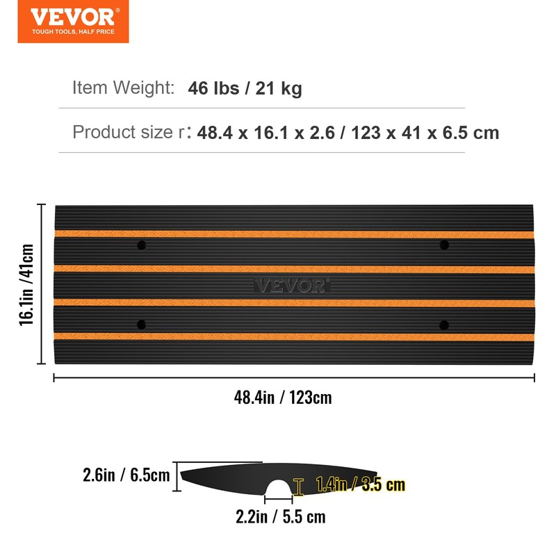 VEVOR 2 Pack Rubber Curb Ramps for Driveway, Heavy Duty