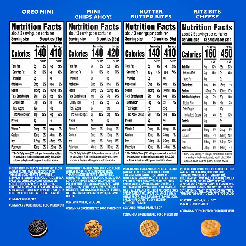 OREO Mini Cookies, CHIPS AHOY! Mini Cookies, Nutter Butter Bites