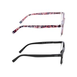 Rae Dunn "ELIZA Blue Light Blocking Reading Glasses - 2 Pack w/LOOK CLOSELY Signature Font Hard Case (Pearl Multi/Jet Black, 0.0)