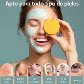 50 Esponja Facial Comprimida, Sponjas Exfoliantes Faciales Natural, Esponjas Faciales Limpieza para Limpieza Facial, Exfoliación de Poros y Masaje