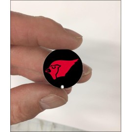 Cardinal Award Decals 20-mil Thick mil Vinyl 1-1/8" Diameter (100 Decals) Professional-Grade Football Hockey Baseball Softball Lacrosse (Red on Black)