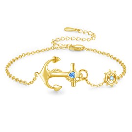 OHAYOO Anchor Anklet 925 Sterling Silver Anchor Anklet for Women Nautical Anklet Sailor Jewellery Anchor Jewellery Foot Jewellery Gift for Woman's Best Friend, Silver, Cubic Zirconia