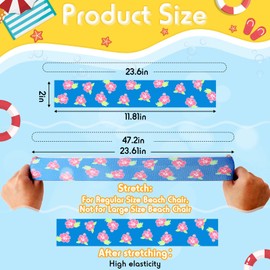 Hicarer 4 Pack Towel Bands for Beach Chairs Cruise Towel Clips for Lounge Pool Chairs Towel Strap Holder Elastic Windproof Beach Accessories for Summer (Lovely Style)