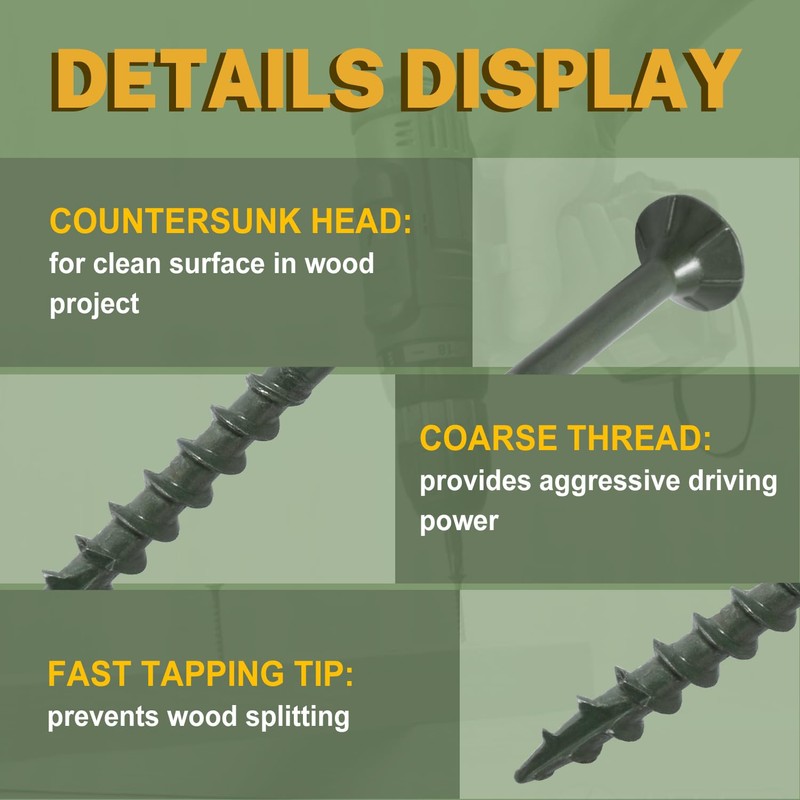 LIONMAX Deck Screws 3 Inch, Wood Screws #10 x 3",