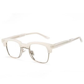 Cyxus Browline Frame Glasses Blue Light Glasses for Men Women UV Protection Lightweight Computer Glasses for Screen（8557T20 White）