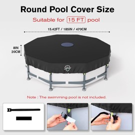Safana 15FT Round Pool Cover [New Upgraded Multi-Stage Rainwater Pre-Filtration System] for Framed Above Ground Pool, Durable 420D Swimming Pool Cover Snug Fit, Filter Out Leaves Dust, UV Protection