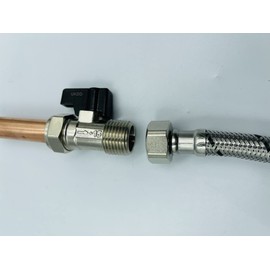 UKDD® 15mm x 1/2" Male Flat Faced Threaded Isolation Ball o fix Valves with Black Lever Straight for 1/2" Flexible Tap Connector (Pair)