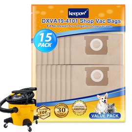 KEEPOW Shop Vac Bags for Dewalt 6-10 Gallon Wet/Dry Shop Vacuums – Compatible with Dewalt DXV06P, DXV09P, DXV10P, DXV09PA, DXV10PL, DXV10S, DXV10SA, DXV10SB – 15 Pack