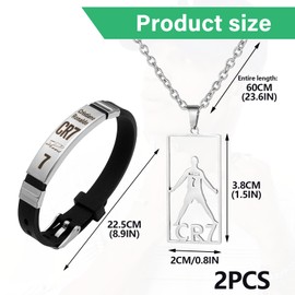 Girihe 2 PCS Football Stuff, Football Necklace for Boys CR7 Bracelet for Boys Footbal Bracelet Ronaldo Necklace, Fotball Bracelets Best Gift f or Boy Who Love Fotball