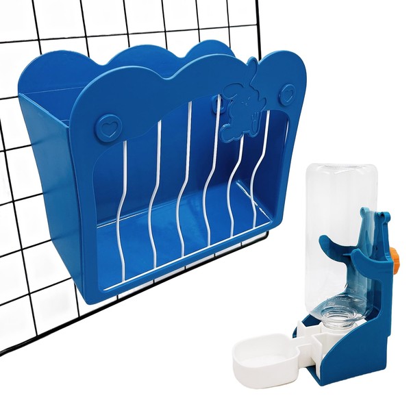 Guinea Pig Food Hay Feeder and Bunny Water Bottle Set