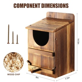 Yaoyiizy Owl House, Barn Owl Nesting Box with Bird Stand and Wood Shavings, Large Wooden Screech Nesting Box for Outside, Nest Box for Wild Birds, Barn, Screech, Eagle, 1 Set