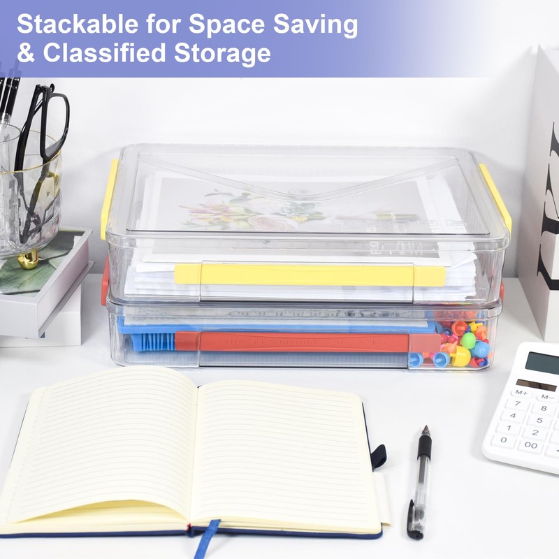 Marte Vanci Plastic Storage Box with Lid, Clear A4 File