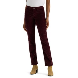 Lee Women's Legendary Mid Rise Straight Leg Jean, Velvet Beet Cord, 18